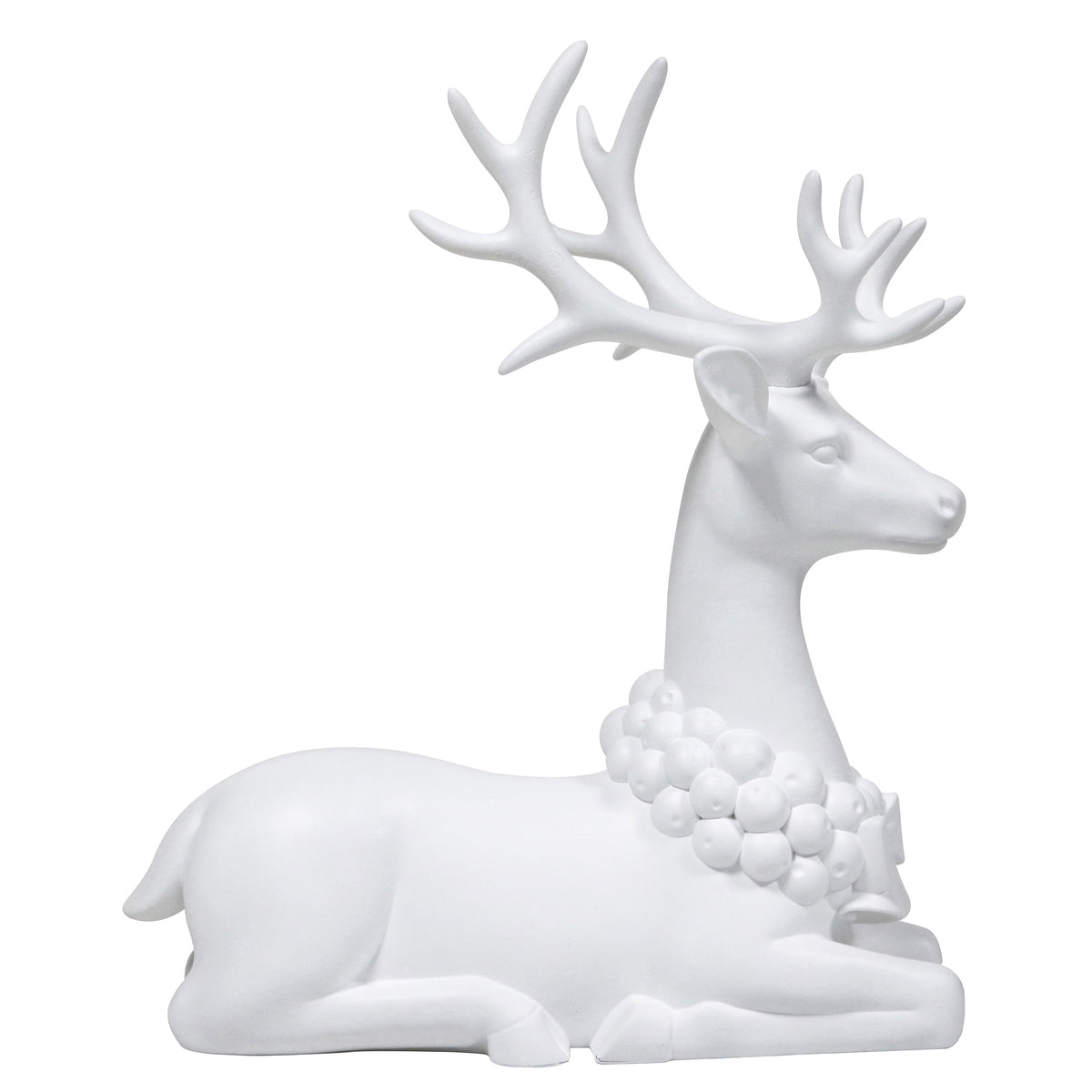 Blow Mold Sitting Deer Christmas Decoration, White, 11", by Holiday Time