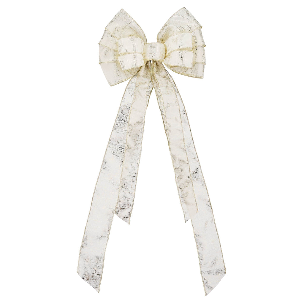White and Gold Decorative Christmas Bow, 30", by Holiday Time