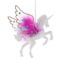 Pearl White/Pink/Gold Flying Unicorn with Fluffy Wings Christmas Ornament, 5.5", by Holiday Time