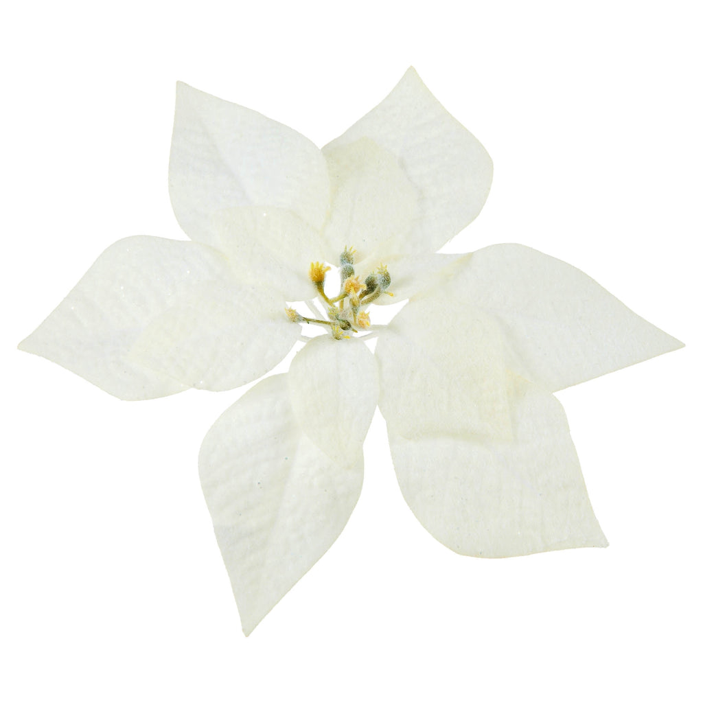 White Velvet-Feel Poinsettia Christmas Clip Ornament, 11", by Holiday Time