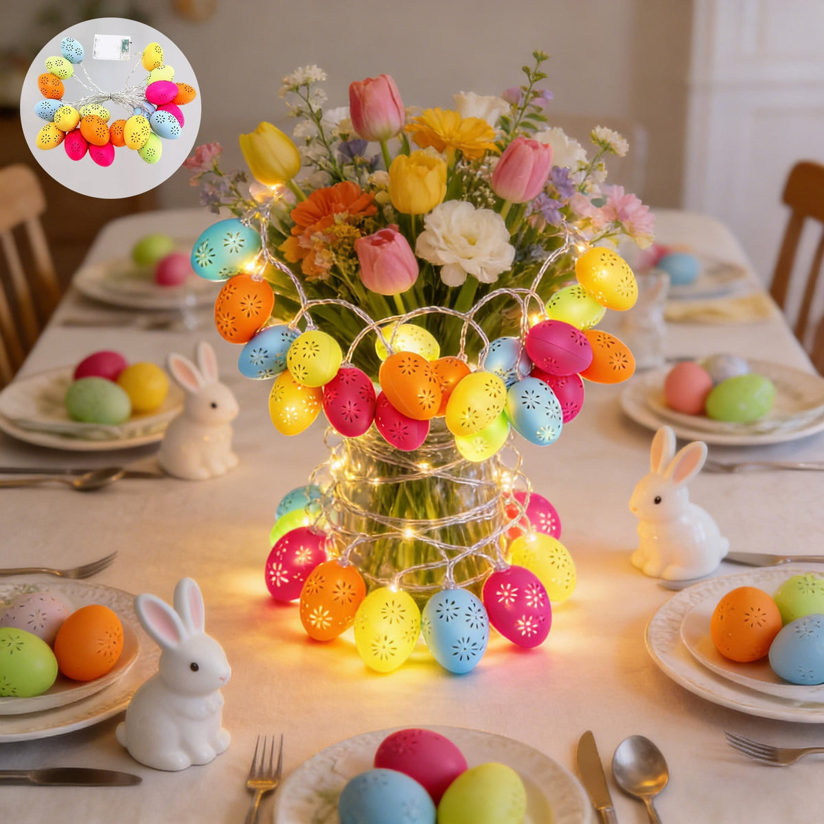 XGFHYJEH 3M 20LED Easter Lights for Easter Decorations, Battery Operated Easter String Lights for Easter Garland Spring Wreath Decor, Mini Lighted for Home Party Mantle Tree Decor