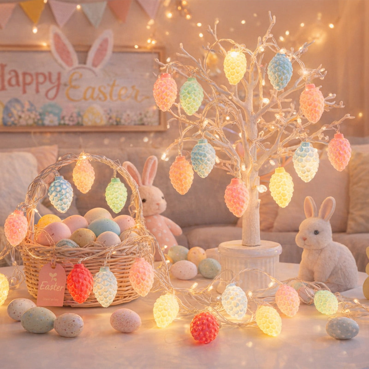 XGFHYJEH Easter Egg String Lights Easter Decor, 1.5M 10LED Easter Lights Colorful Battery Operated Fairy Lights for Indoor Home Holiday Party, Easter Light Decorative