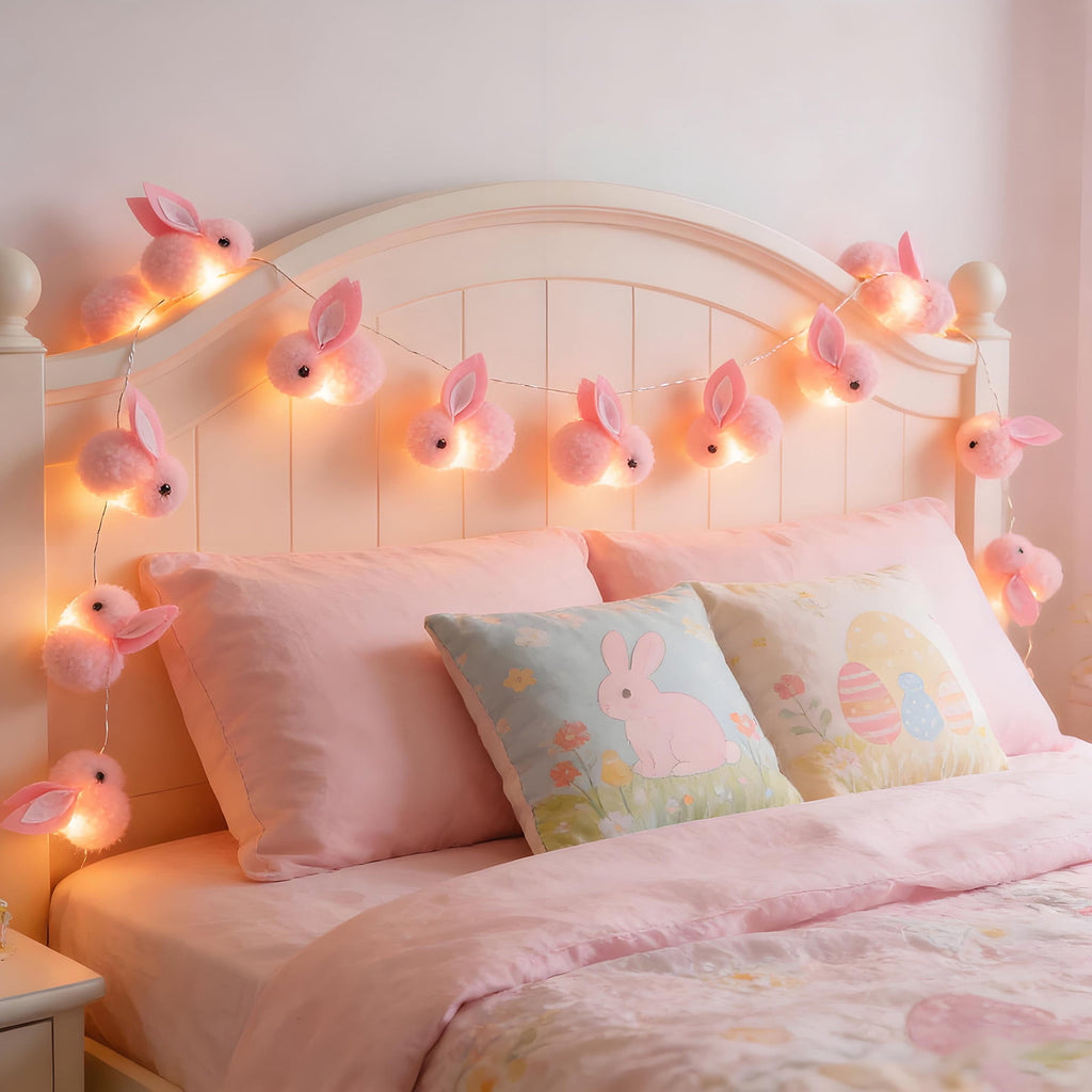 XGFHYJEH Easter Light Bunny String Lights Battery Operated 2M 20LED Fairy String Lights for Easter Decor Indoor Bedroom Patio Spring Theme Party Decor
