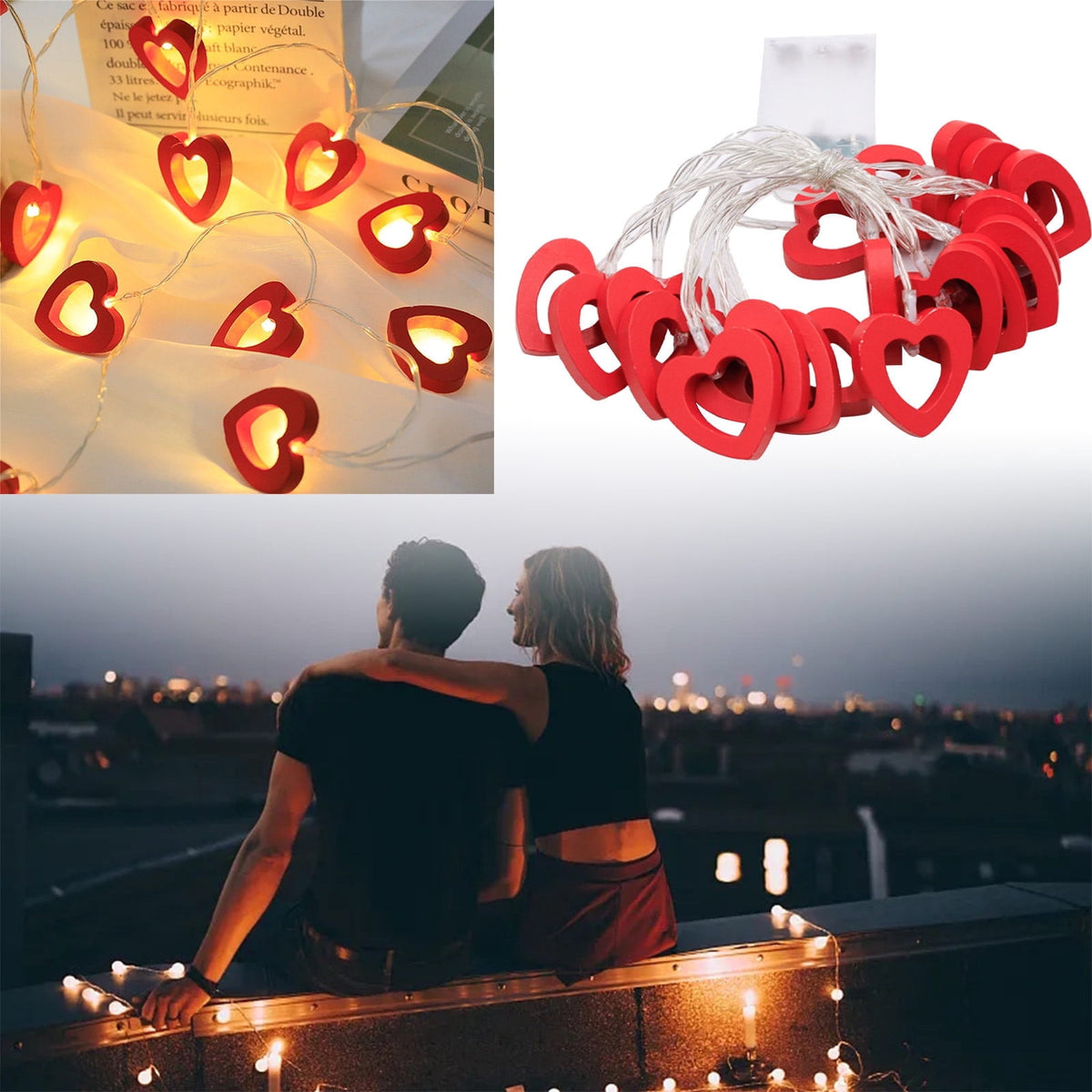 XGFHYJEH 5ft Valentines Day Decorations, Valentines Day Lights, Valentines String Lights, Valentine's Day Decor, Heart String Lights, Battery Operated