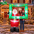 Yexmas 7FT Christmas Inflatable Santa Claus with Photo Frame, Blow Up Santa Claus Xmas Decorations for Outdoor Indoor, Built-in LED Light for Yard Gardern Lawn