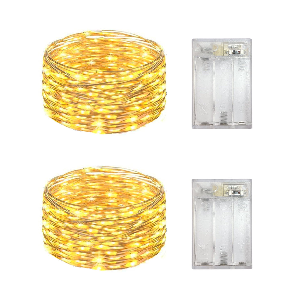 2 Pack Battery Operated Mini String Light,Indoor Led Fairy Light with Timer 6 Hours on/18 Hours Off for Craft Clear Vase Decoration,30 Count LED,10 Feet Silver Wire (Red)