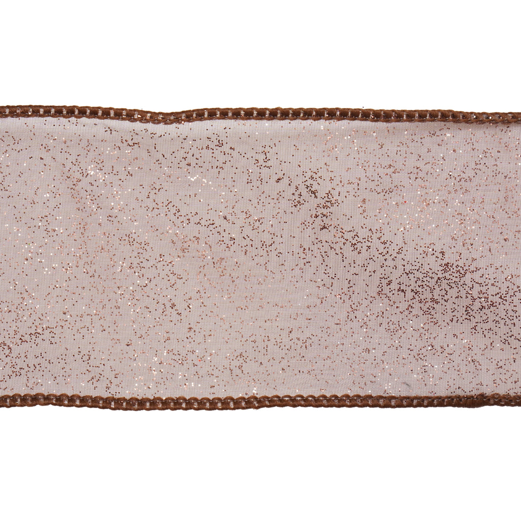 Brown Glitter Sheer Christmas Ribbon, 2.5" x 25', by Holiday Time