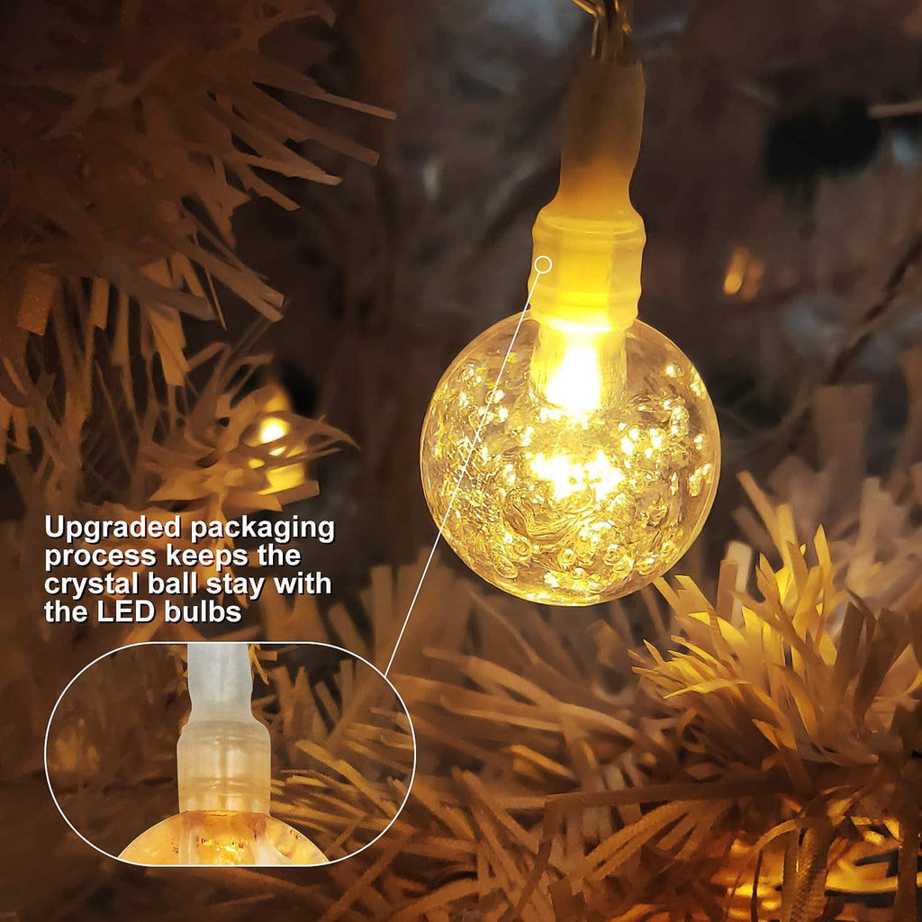 Juhefa Solar String Lights Outdoor 60 Led 35.6 ft Crystal Globe Lights for Garden Yard Porch Wedding Party Decor (White)