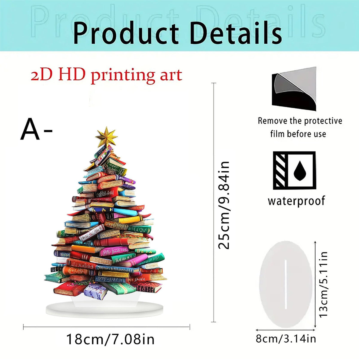 Stack of Books Christmas Trees Tabletop Decor Rustic Acrylic Flat Christmas Trees Xmas Centerpieces Table Wooden Signs Farmhouse Table Home Decor for Winter Home Office Farmhouse