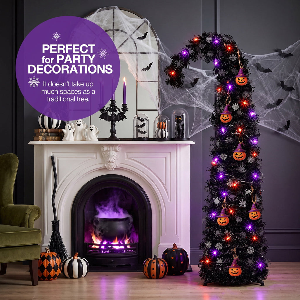 Ayieyill 5ft Halloween Tree Prelit, Pencil Pop up Tree with Light Halloween Decoration | Indoor | Black