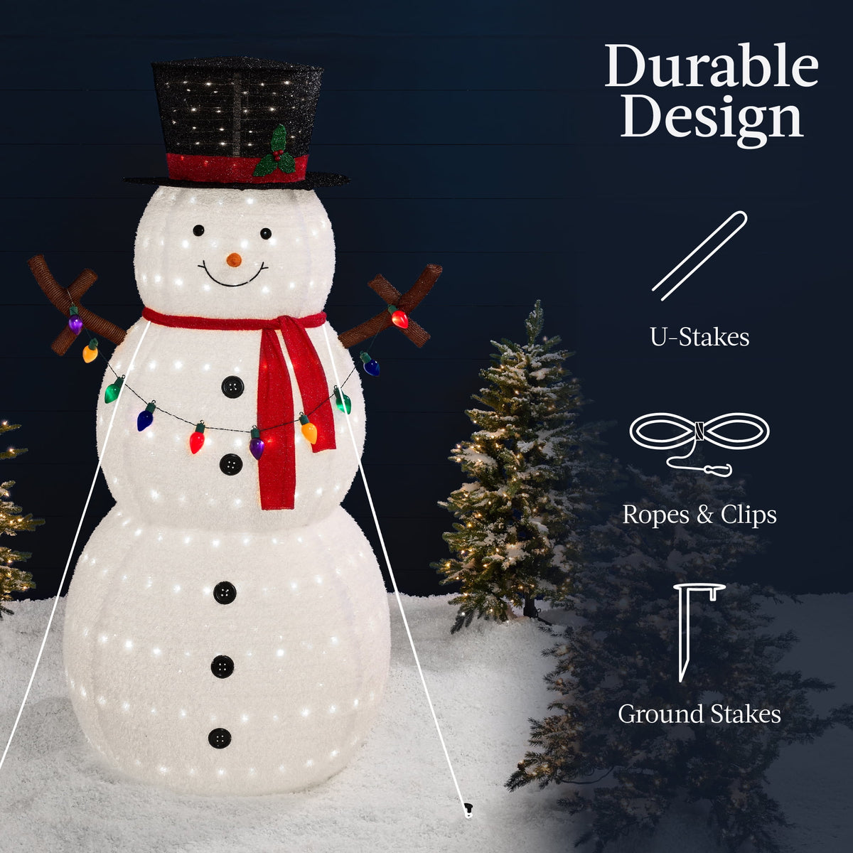 Best Choice Products 3ft Lighted Pop-Up Snowman, Outdoor Christmas Holiday Decoration w/ 100 LED Lights, Hat , Scarf