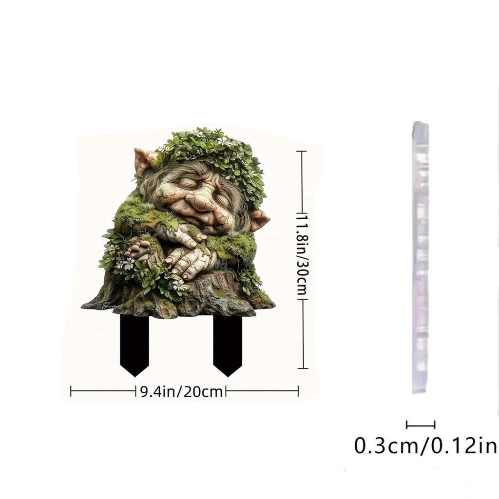 Outdoor Garden Statue, Sleeping Gnome With Lush Plant Magic, Waterproof Acrylic Yard Art For Lawn Patio Pathway Decoration, Birthday Gift For Mom Daddy Grandma