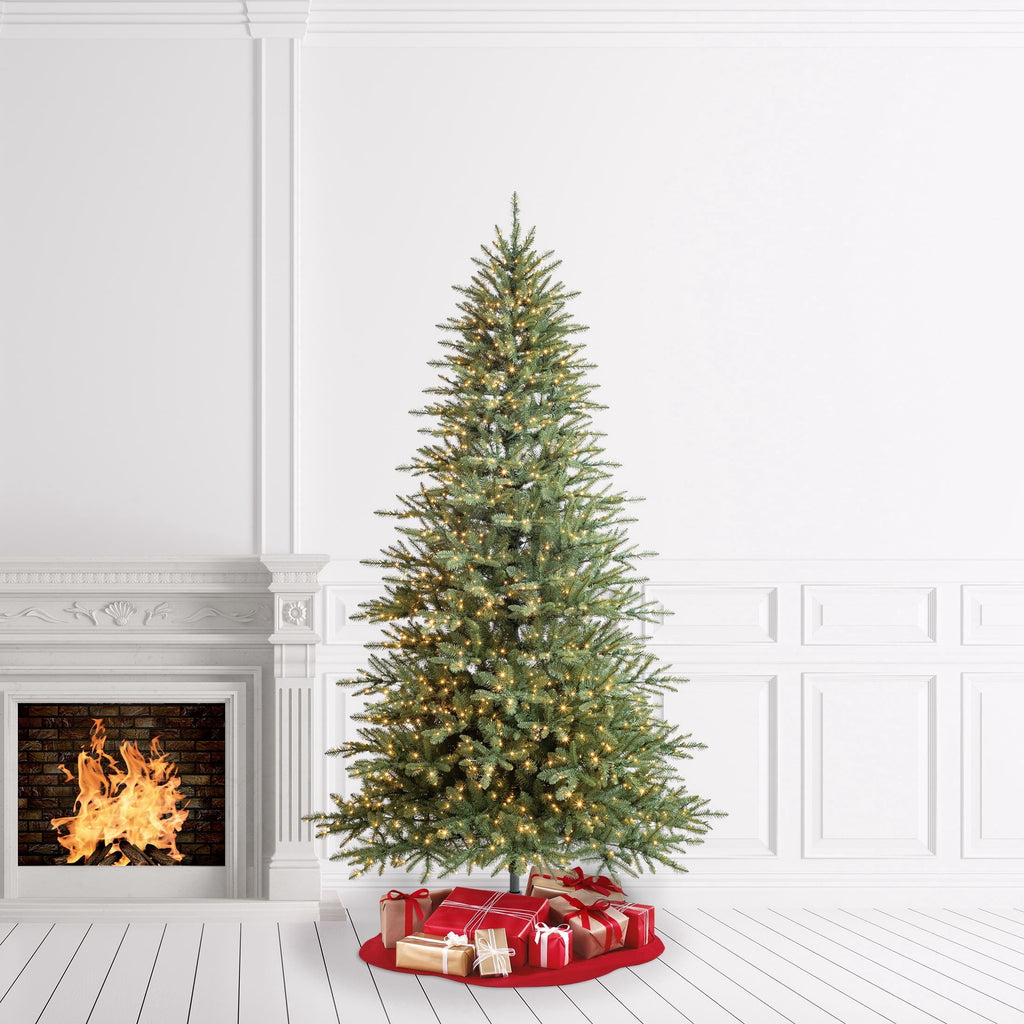 7.5' Pre-Lit Milford Pine Green Artificial Christmas Tree with LumaDazzle Color-Changing Twinkle LED Lights, Quick Set, and Stand, by Holiday Time