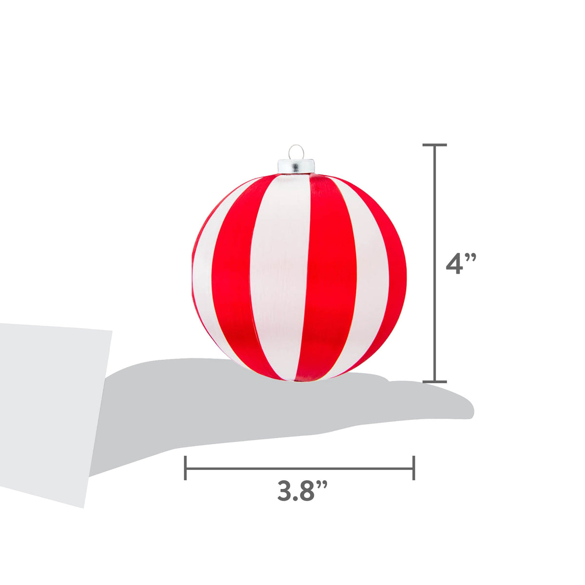 4-Count Red and White Stripe Ball Christmas Ornaments, 4", by Holiday Time