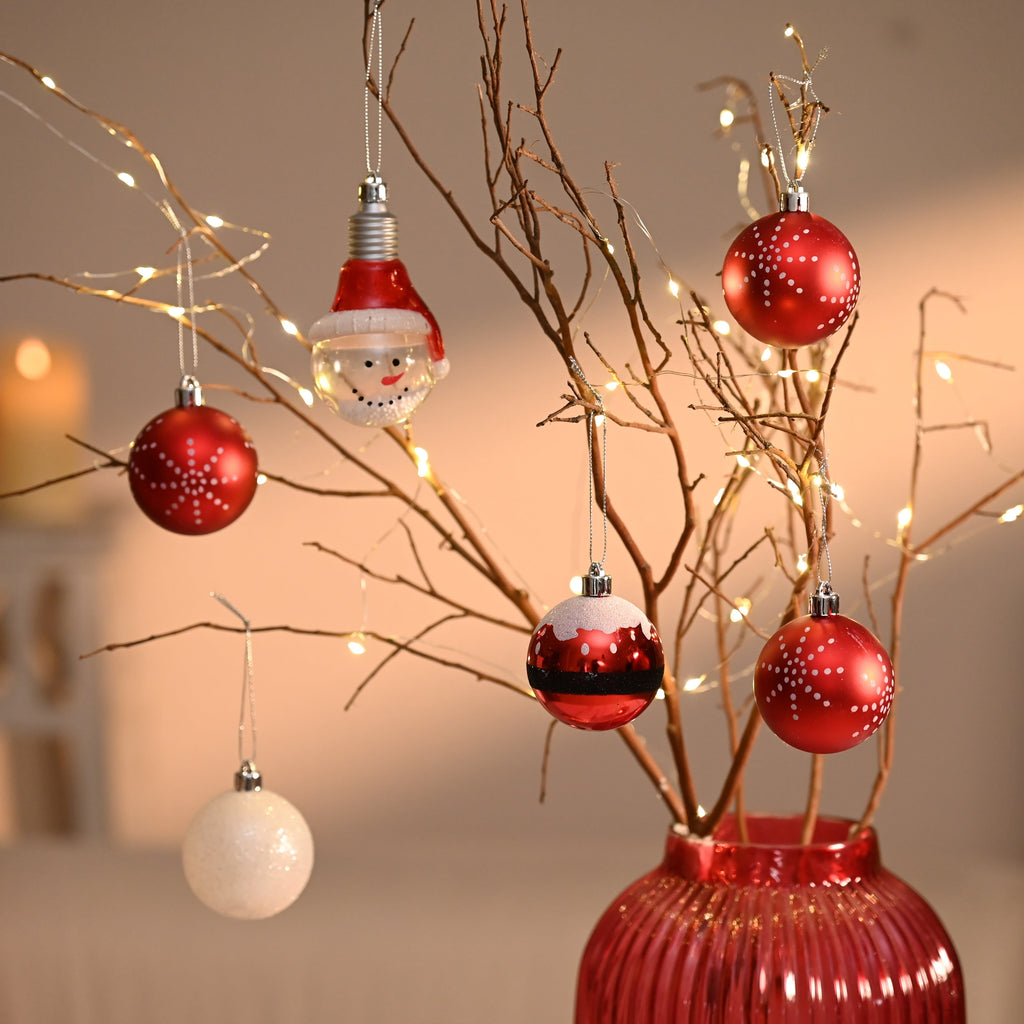 Valery Madelyn 24ct 2.36" Christmas Ball Ornaments, Red White Shatterproof Ornaments for Christmas Party Decor