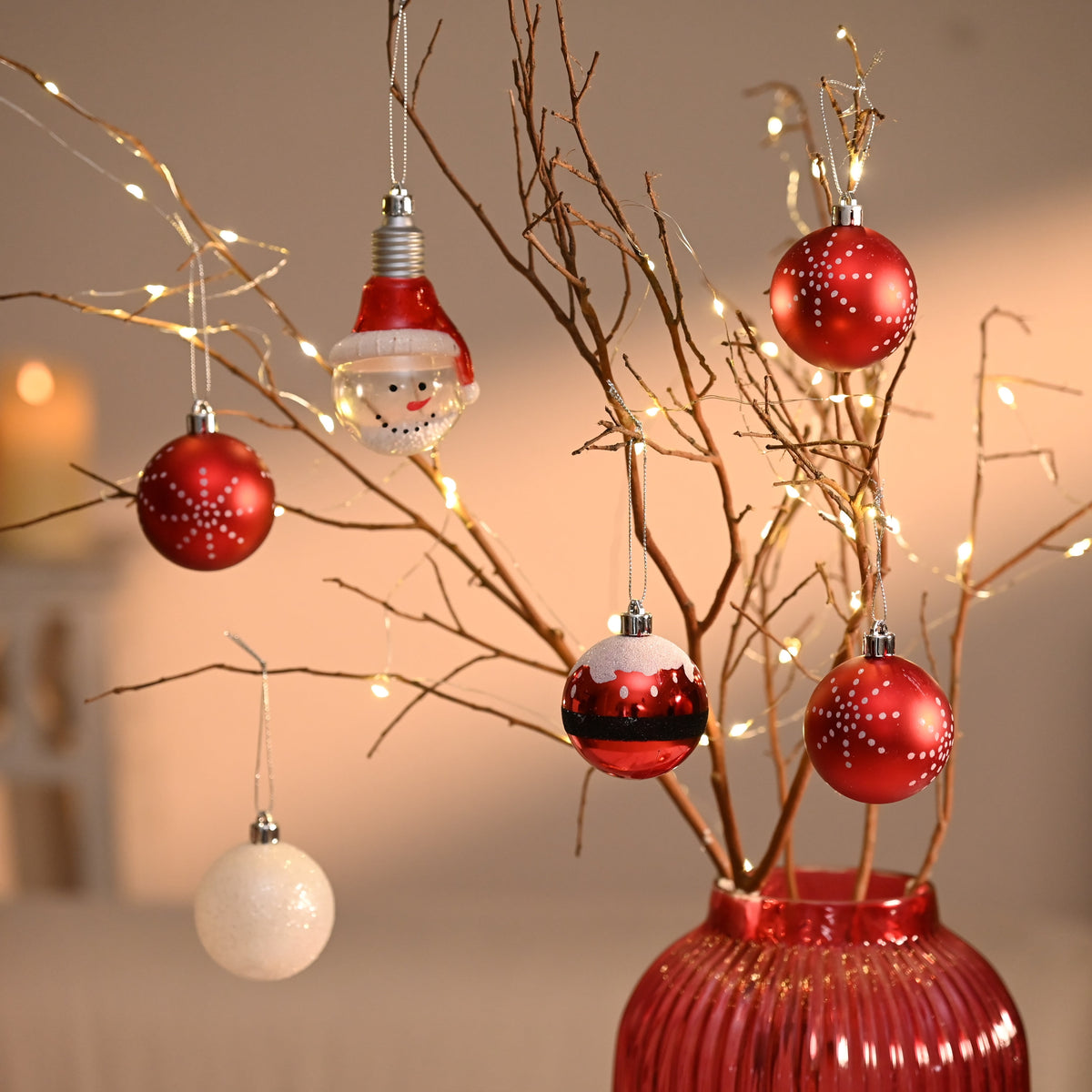 Valery Madelyn 24ct 2.36" Christmas Ball Ornaments, Red White Shatterproof Ornaments for Christmas Party Decor