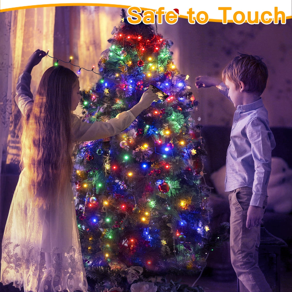 Ollny Christmas Tree Lights with Ring, 8 Modes & 3 Timers Cascading Twinkle Lights for Christmas Tree, 200 LED 6.6FT*10 Lines Waterfall Lights for Indoor Outdoor Xmas Decoration (Warm White)