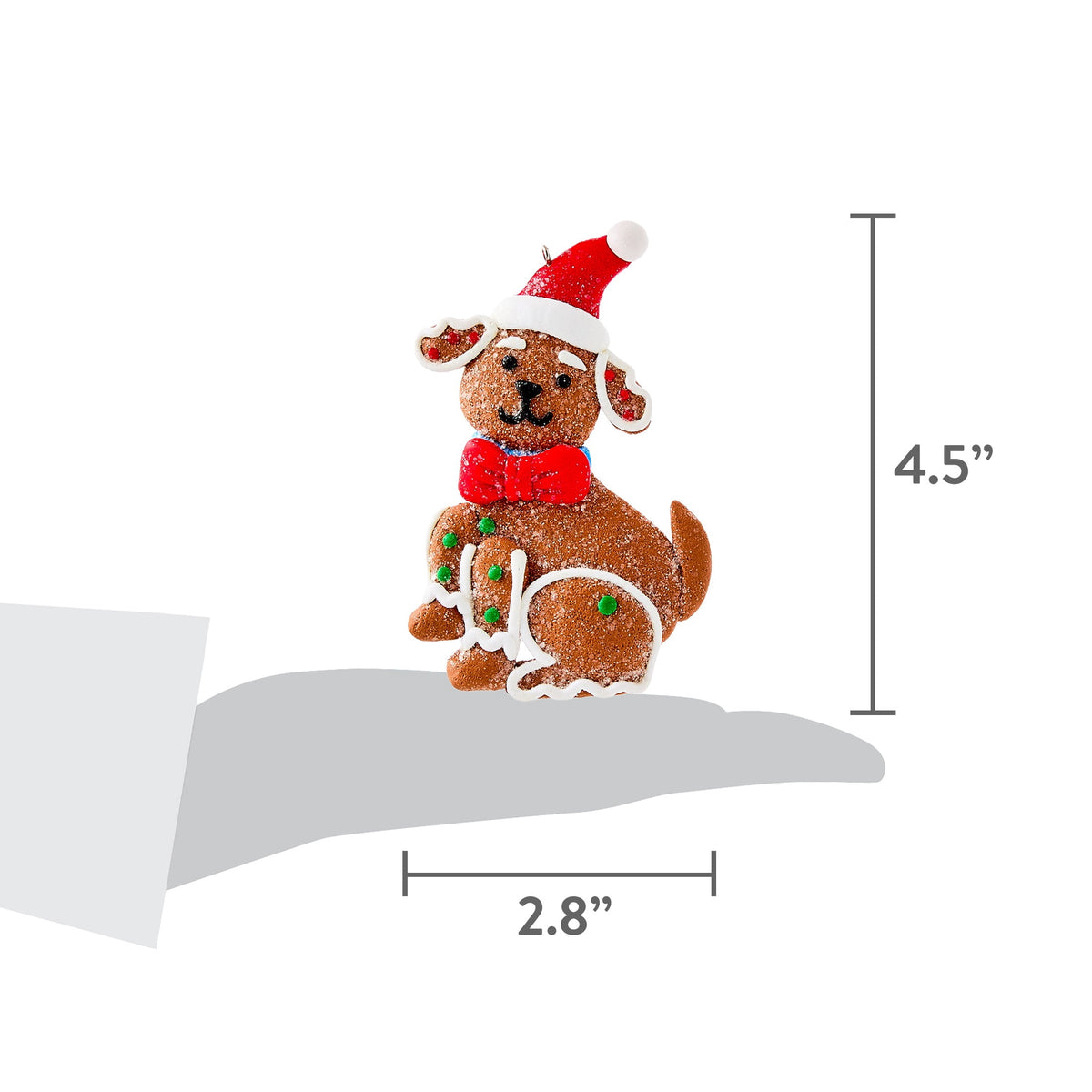 Multicolor Clay Dough Gingerbread Dog with Hat Christmas Ornament, 4.5", by Holiday Time