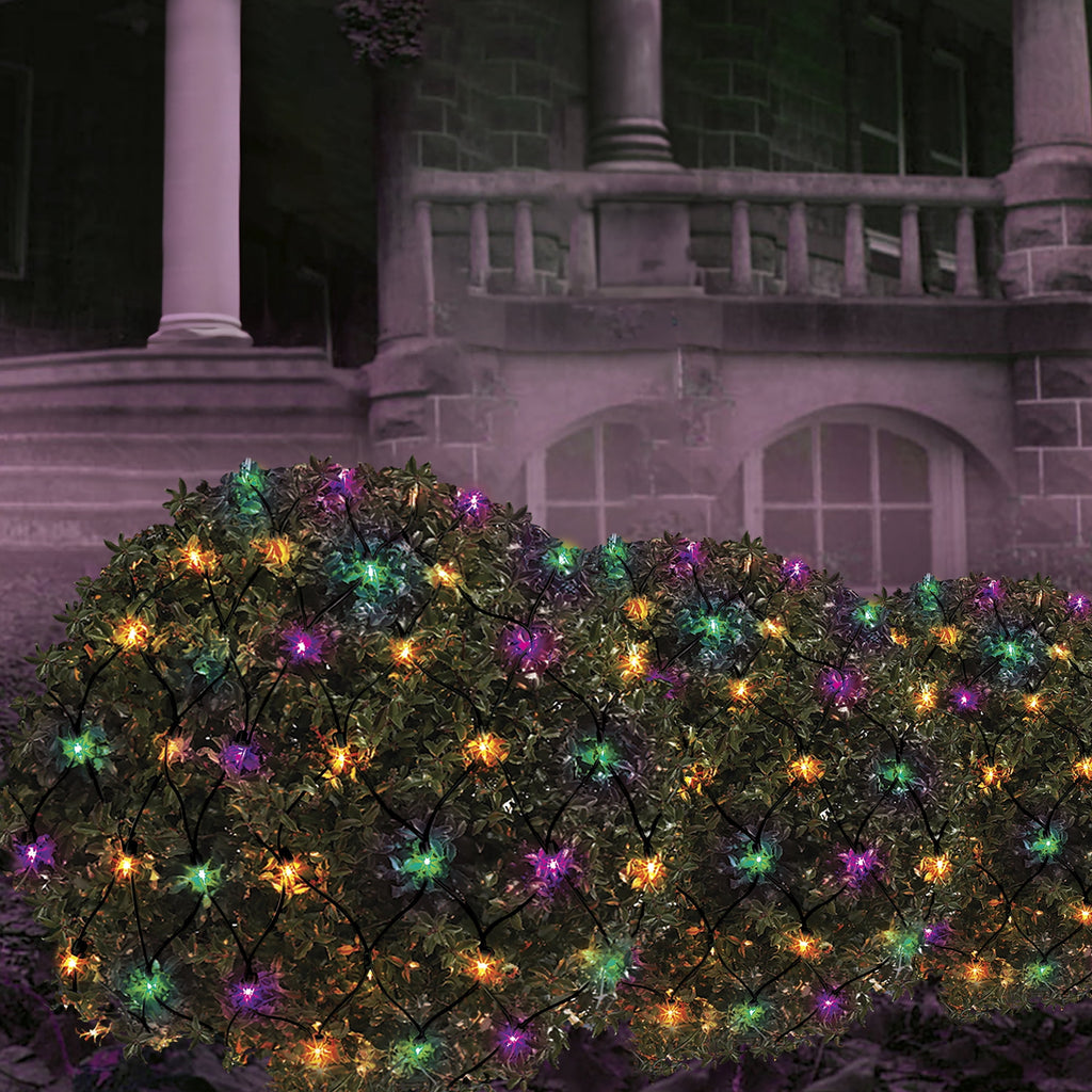 Indoor/Outdoor 50-Count LED Net Lights, Orange, 4' x 4', Halloween by Way To Celebrate