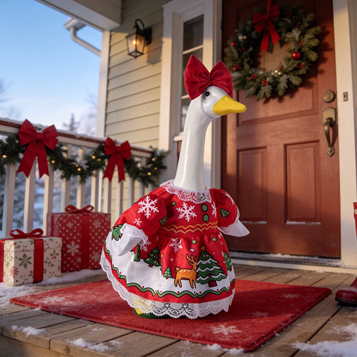 Lzobxe Porch Goose Clothes, Casual Style Lawn Yard Garden Decor for 23" High Cement or Plastic Geese, Goose Costume for All Season and Occasiona