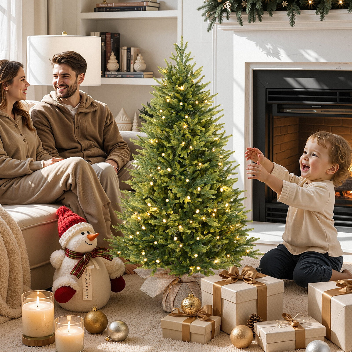 Lolsea 2ft Prelit Artificial Small Mini Christmas Tree with Color LED Lights, Remote Control and Timer, Perfect for Xmas Tabletop Decorations