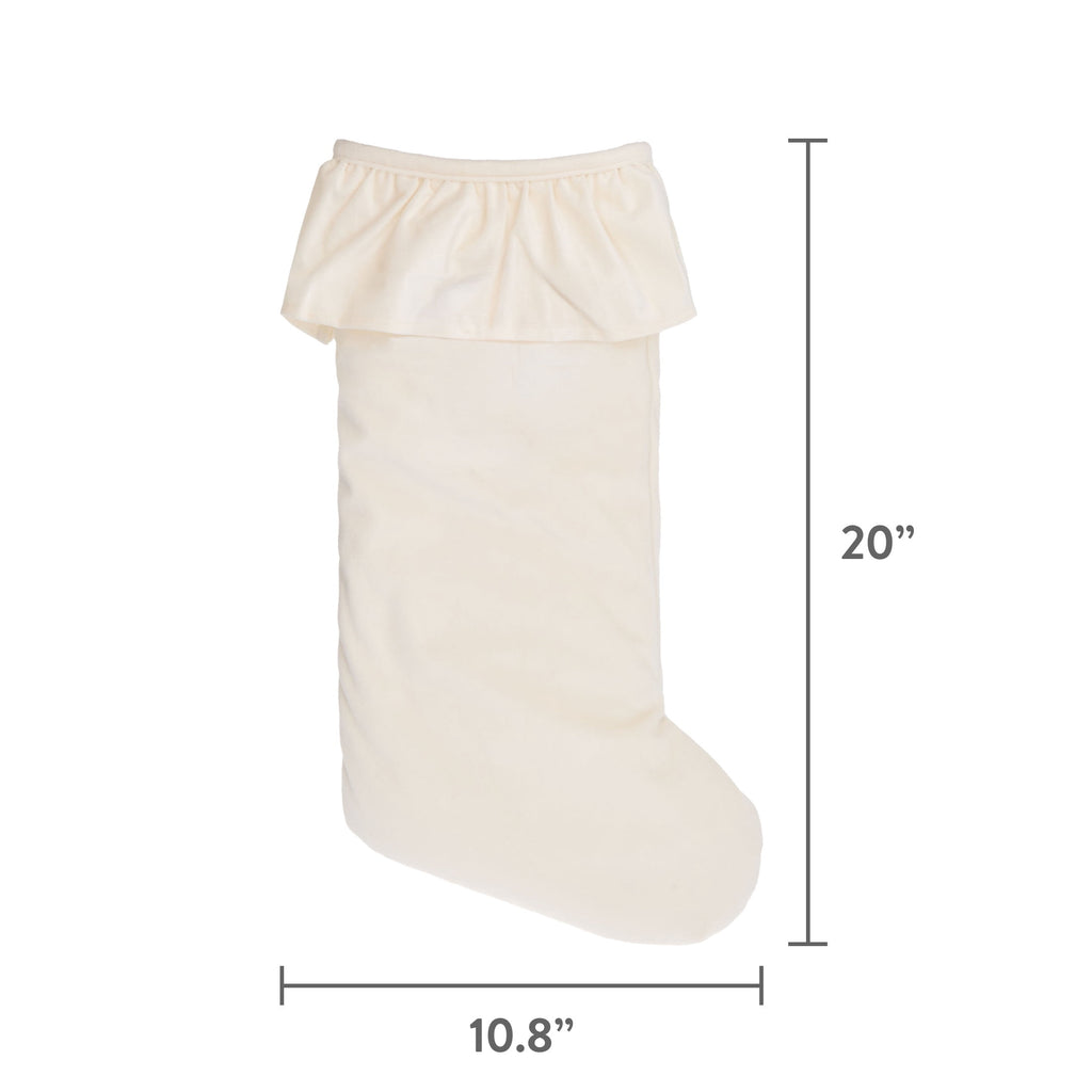 My Texas House Ruffle Christmas Stocking, Ivory, 20"
