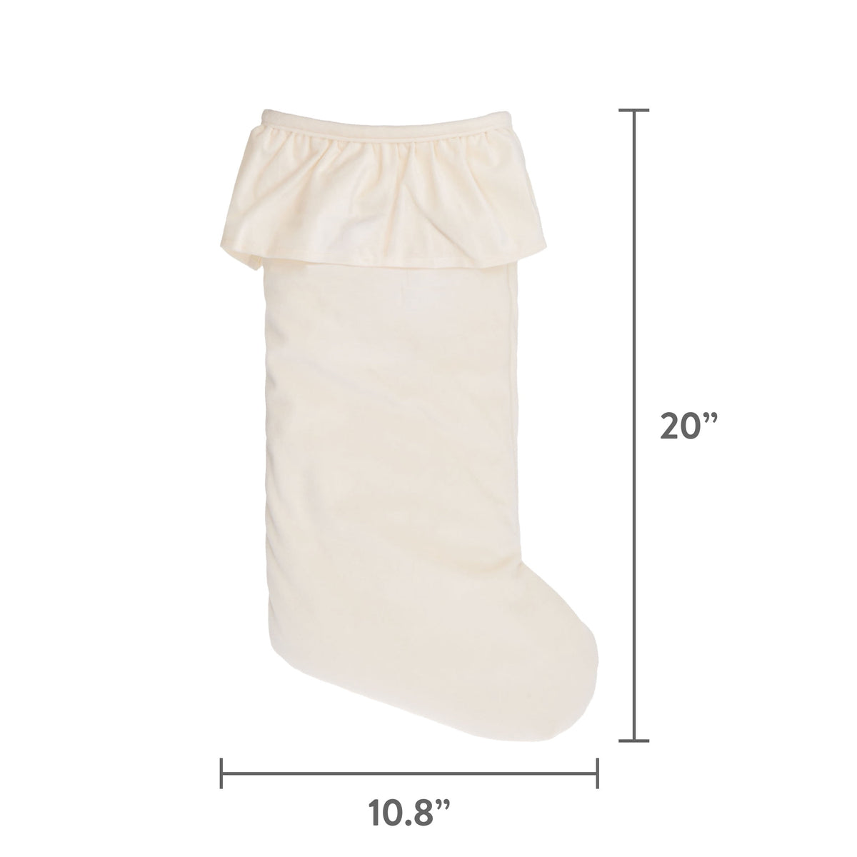 My Texas House Ruffle Christmas Stocking, Ivory, 20"