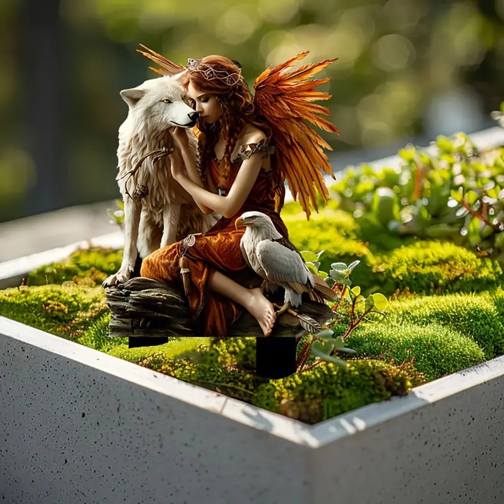 Nkmbld Clearance & Promo! Garden Ornaments, Garden Sculpture Acrylic Potted Plants and Courtyard Decorative Floor Tiles, Housewarming Ornament for Patio, Lawn, Yard, Pathway