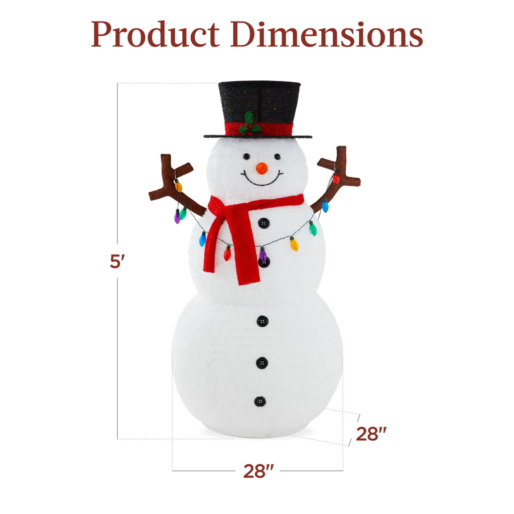 Best Choice Products 3ft Lighted Pop-Up Snowman, Outdoor Christmas Holiday Decoration w/ 100 LED Lights, Hat , Scarf
