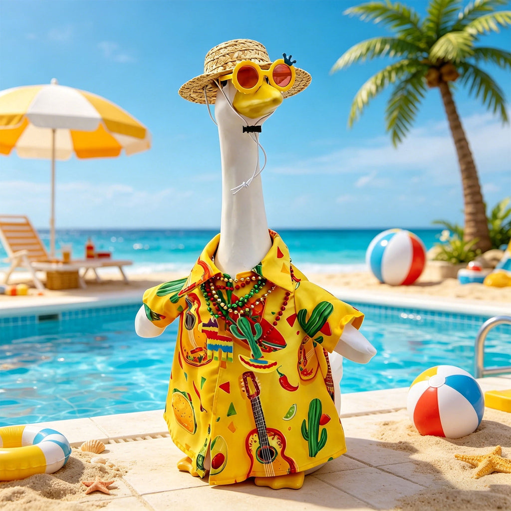 Lzobxe Porch Goose Clothes, Casual Style Lawn Yard Garden Decor for 23" High Cement or Plastic Geese, Goose Costume for All Season and Occasiona