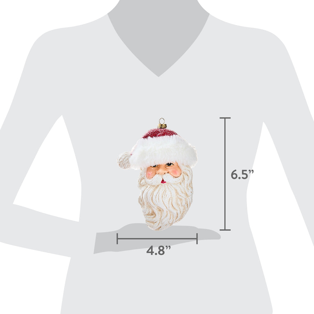 Red and White Glitter Santa Christmas Ornament, 6.5", by Holiday Time