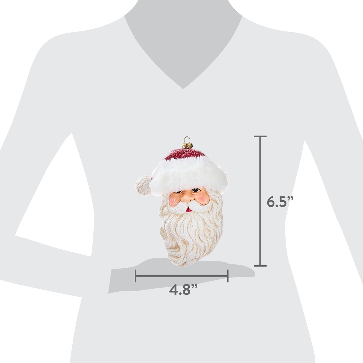 Red and White Glitter Santa Christmas Ornament, 6.5", by Holiday Time