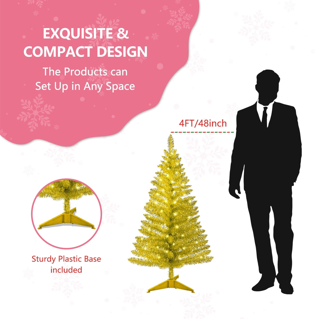Mayhihi 4FT White Small Christmas Tree with Lights, Artificial Xmas Trees for Home Office