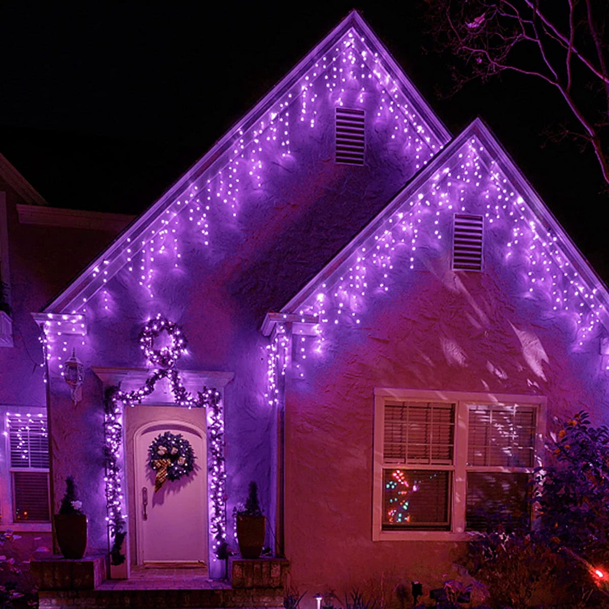 Christmas Icicle Lights Outdoor Decorations 120 LED 13ft Curtain Fairy String Light, Clear Wire LED String Light Indoor Decor for Wedding Party Christmas Holiday Decor