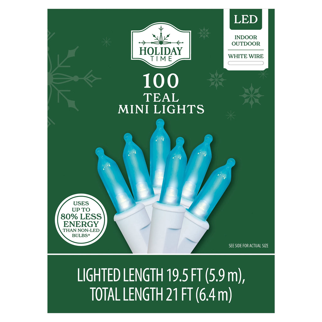 Indoor/Outdoor 100-Count LED Mini Christmas String Lights, Warm White, White Wire, 19.5', by Holiday Time