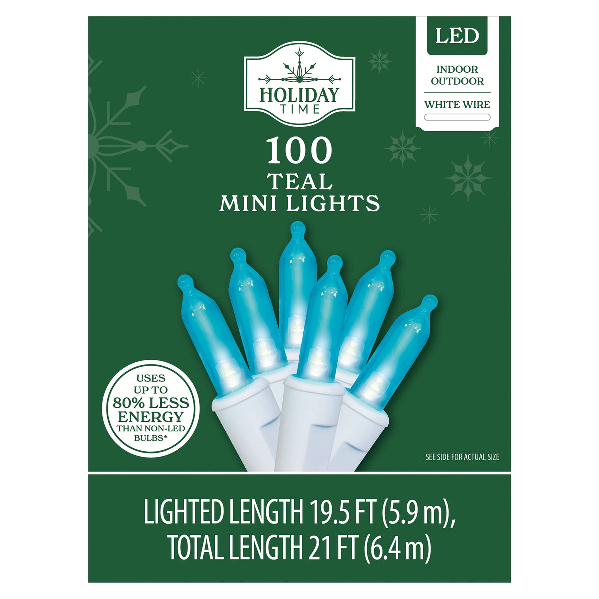 Indoor/Outdoor 100-Count LED Mini Christmas String Lights, Warm White, White Wire, 19.5', by Holiday Time