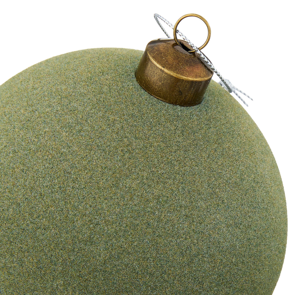 4-Count Sage Green Velvet-Feel Ball Shatterproof Christmas Ornaments, 4.8", by Holiday Time