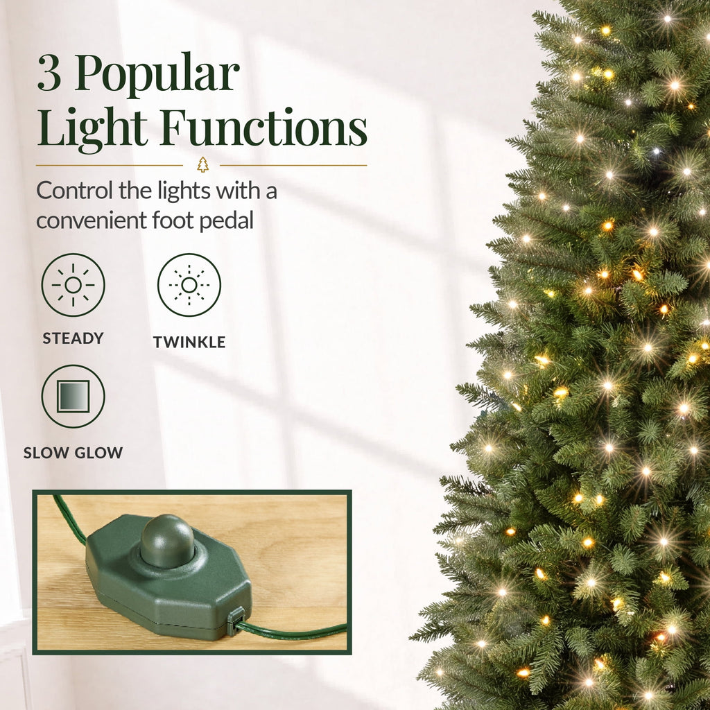 Best Choice Products 6ft Artificial Pencil Christmas Tree with Viral Twinkling Lights, Pre-Lit Spruce, 250 Lights