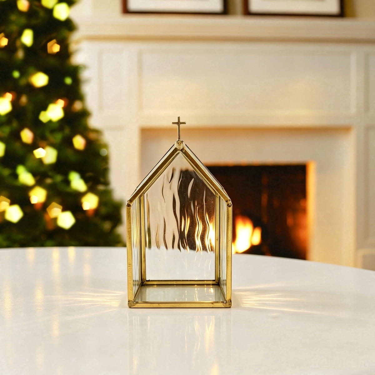 Clear Glass Church Candle Holder, 5", by Holiday Time