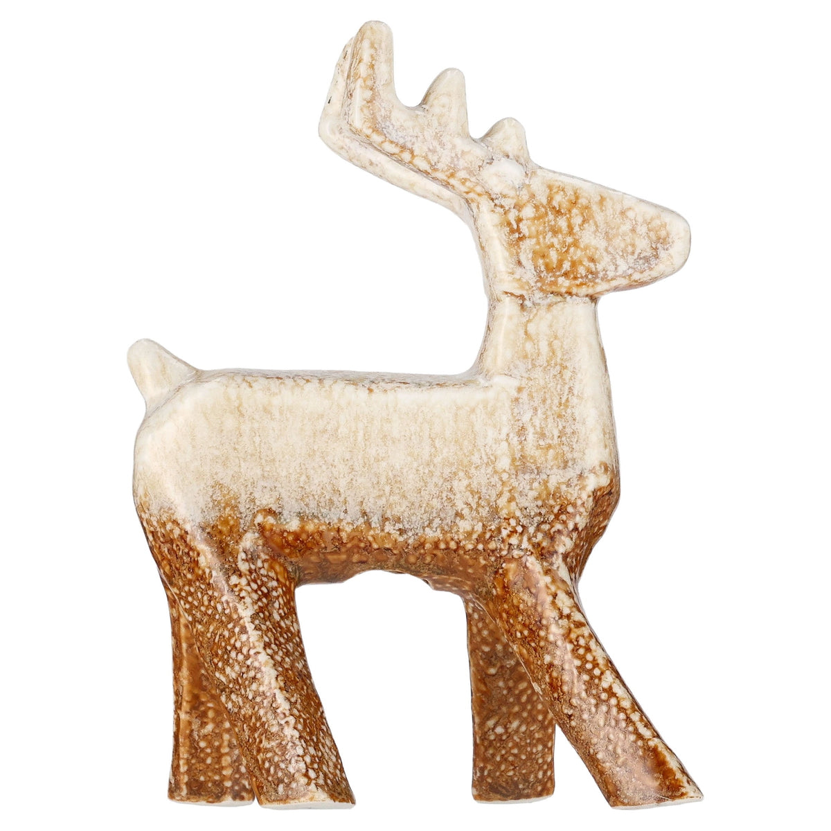 Small Ceramic Standing Deer Christmas Decoration, Cream and Brown, 6.5", by Holiday Time