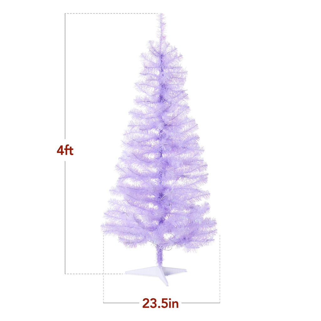 Best Choice Products 4ft Prelit Colored Christmas Tree, Artificial Tree Holiday Decor w/ 70 LED Lights - Baby Blue Tinsel