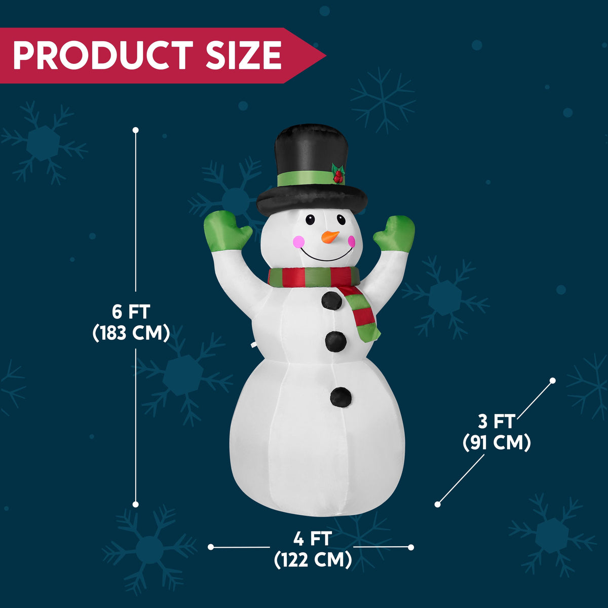 Joyfy 6 FT Christmas Inflatables Snowman Outdoor Decorations,Snowman Christmas Blow Ups Yard Christmas with Built-in LEDs for Holiday Party Garden Lawn Decor