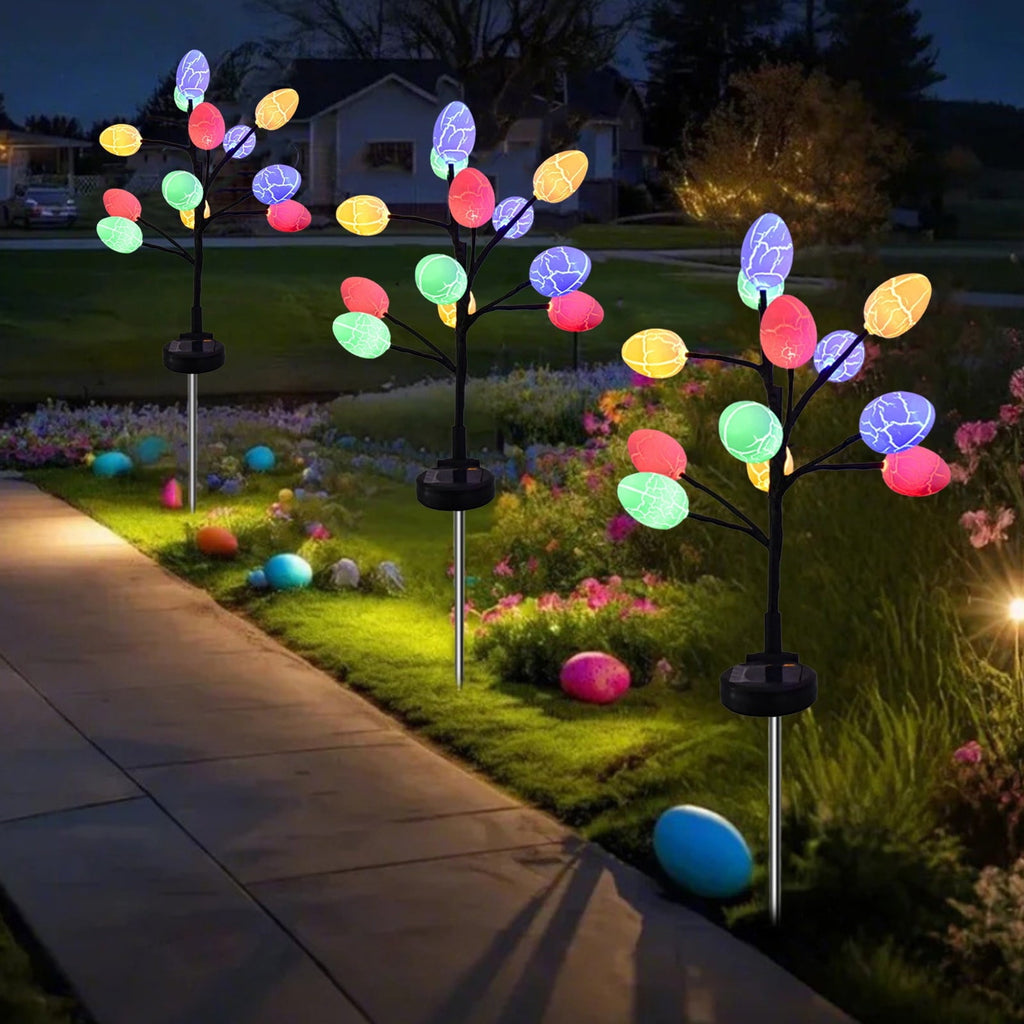 Gqtwoy Outdoor Solar Easter Decoration LED Easter Eggs Street Lights, Waterproof Garden Lights, Solar Powered Pathway Lights, Festive Yard Decor, Multicolor Egg-Shaped Illumination