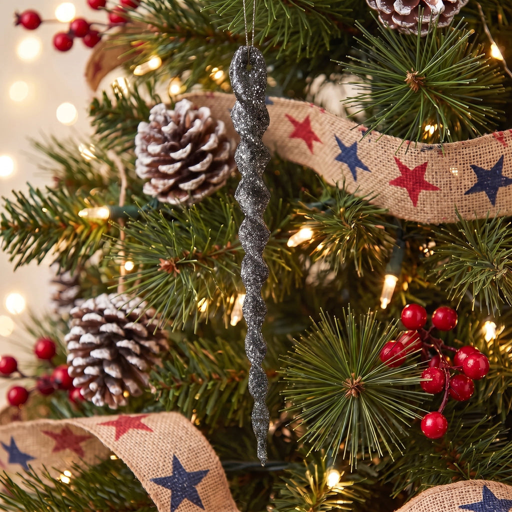 24-Count Red Glitter Icicle Christmas Ornaments, 5.3", by Holiday Time