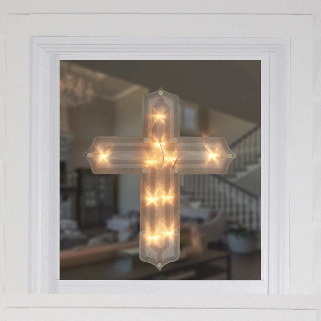 Northlight Lighted Cross Easter Window Decoration - 14"