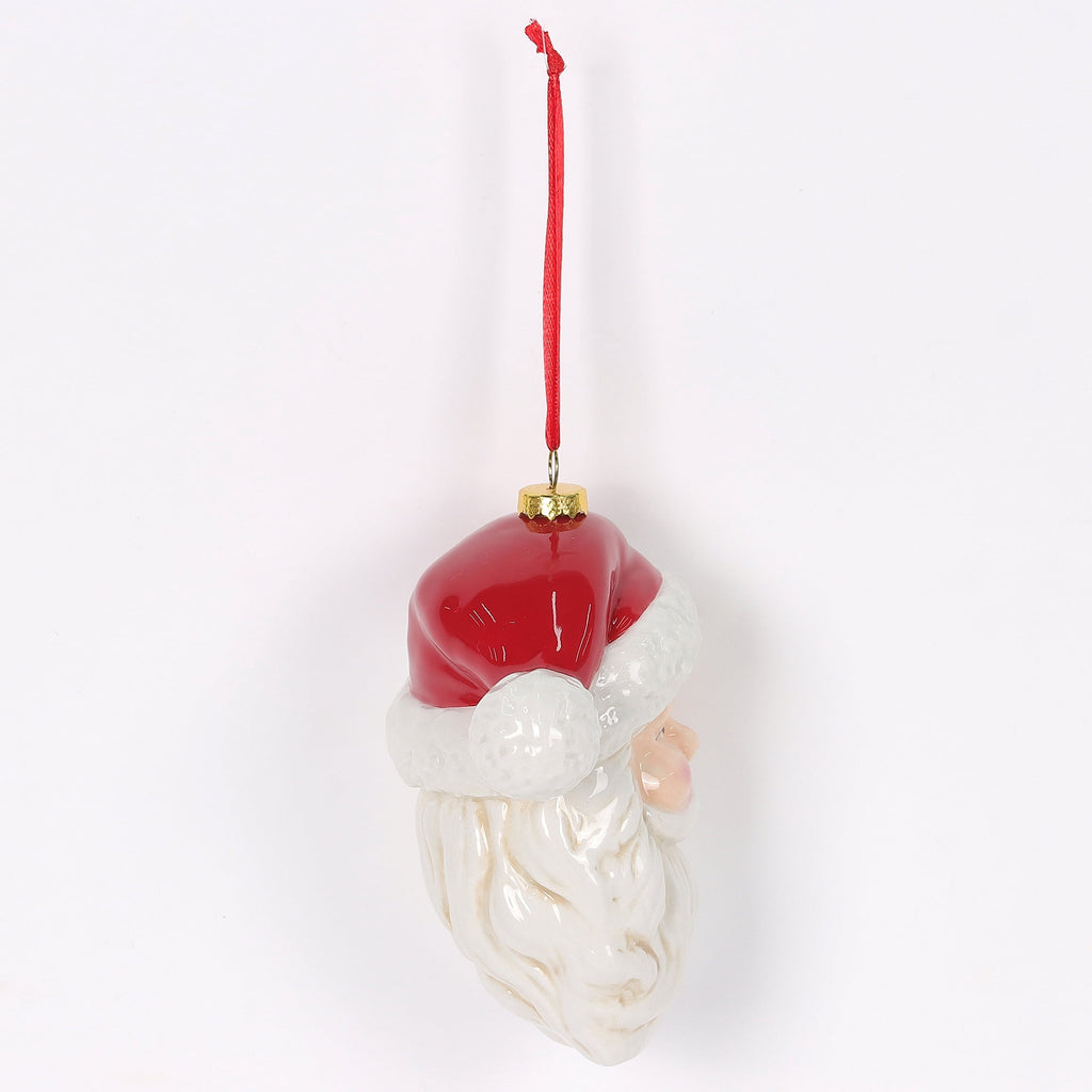 White and Red Ceramic Santa Christmas Ornament, 5.3", by Holiday Time
