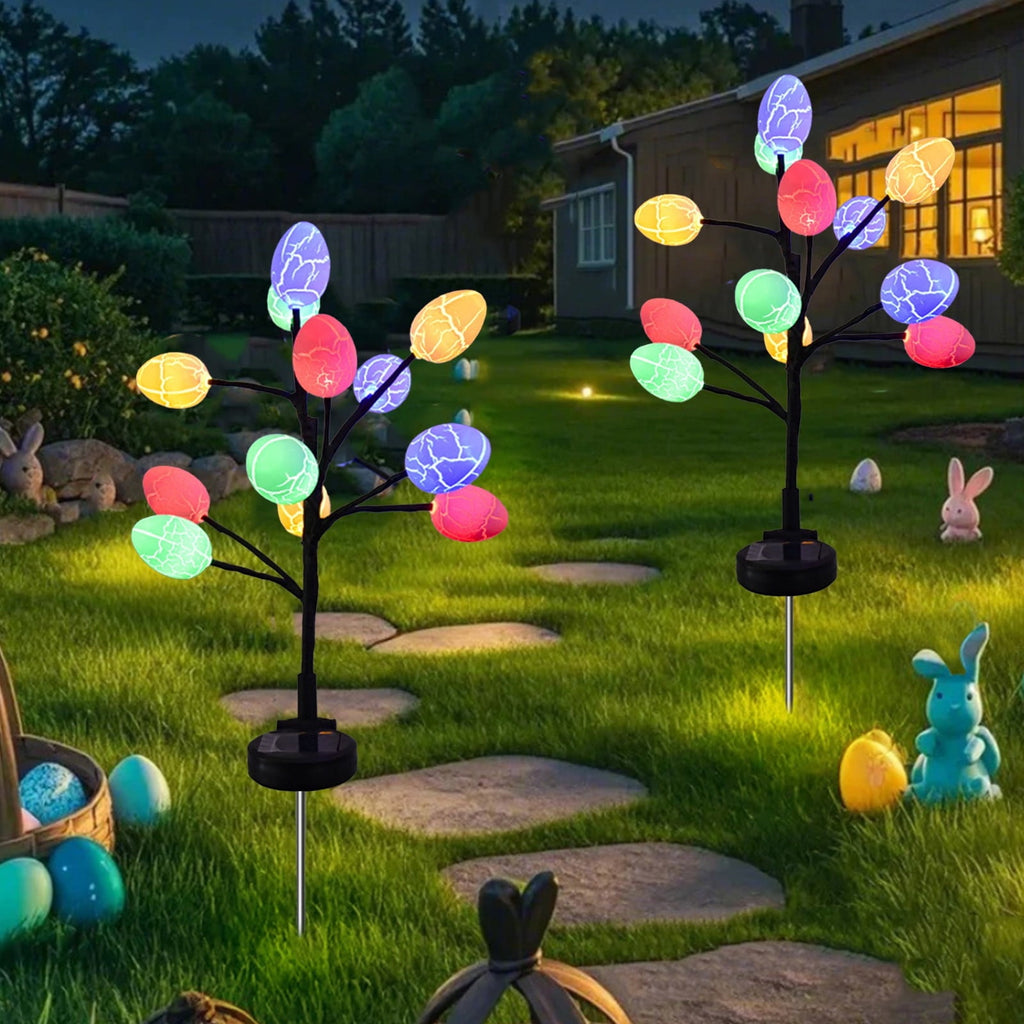 Gqtwoy Outdoor Solar Easter Decoration LED Easter Eggs Street Lights, Waterproof Garden Lights, Solar Powered Pathway Lights, Festive Yard Decor, Multicolor Egg-Shaped Illumination