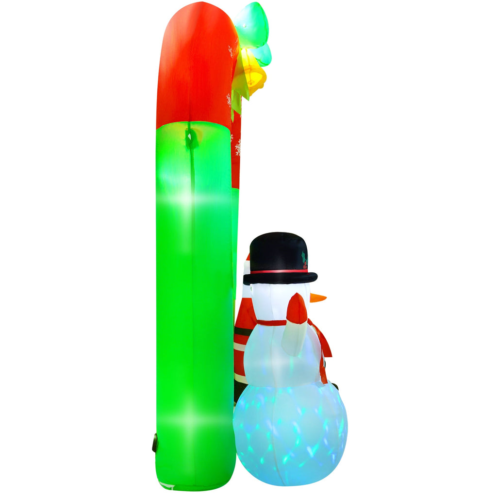 Yexmas 8FT Christmas Inflatable Archway,Christmas Blow Up Yard Decorations with Santa Claus and Snowman,Outdoor Christmas Decorations with Bow LED Lights