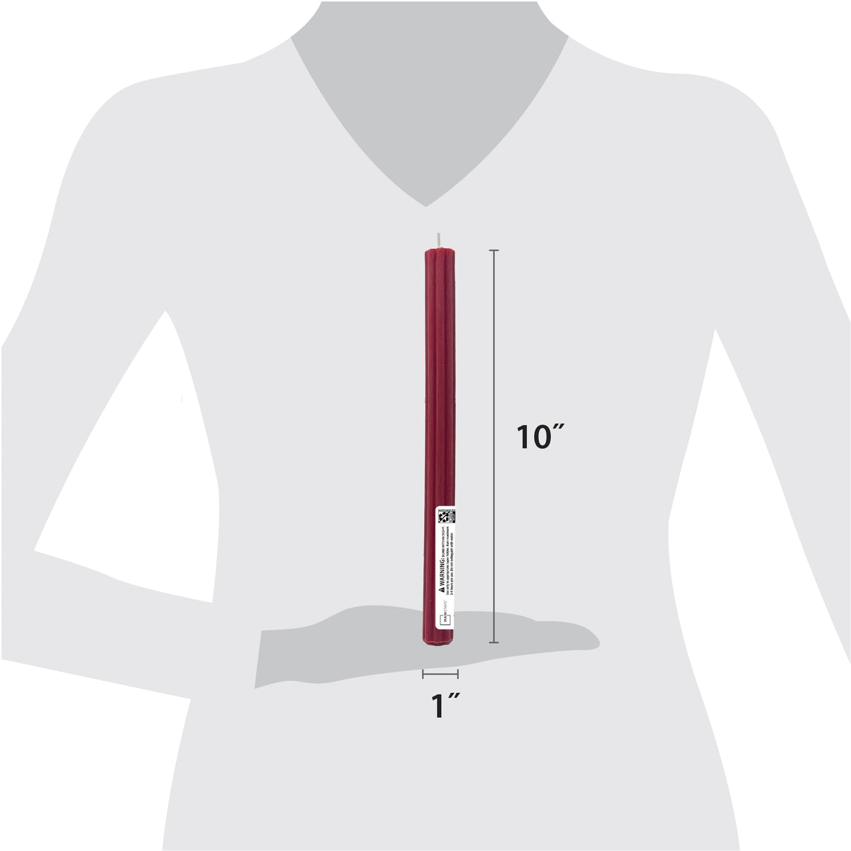 Mainstays Paraffin Wax 10 in Ribbed Taper Candle, Unscented, Red