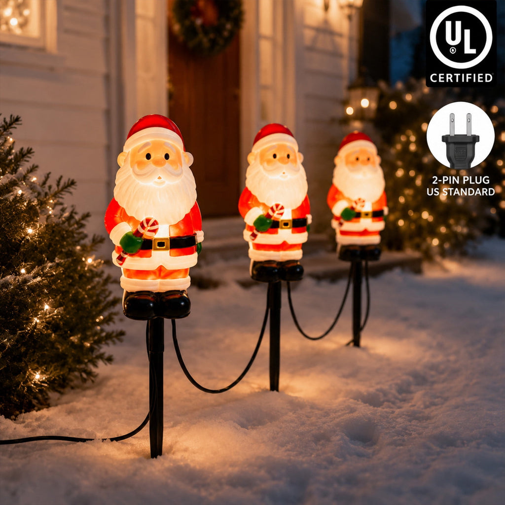 Outdoor Christmas Stake Light, Santa Claus Pathway Light, Ground Stake Light Design, Outdoor Decor for Yard Garden Walkway and Holiday Display, 14.96 x 13.39 x 4.72 in, Multicolor